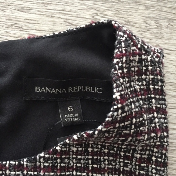 Banana Republic Women's Jumper Dress Tweed Sleeveless Lined Burgundy Size 6 NWT - Picture 7 of 16